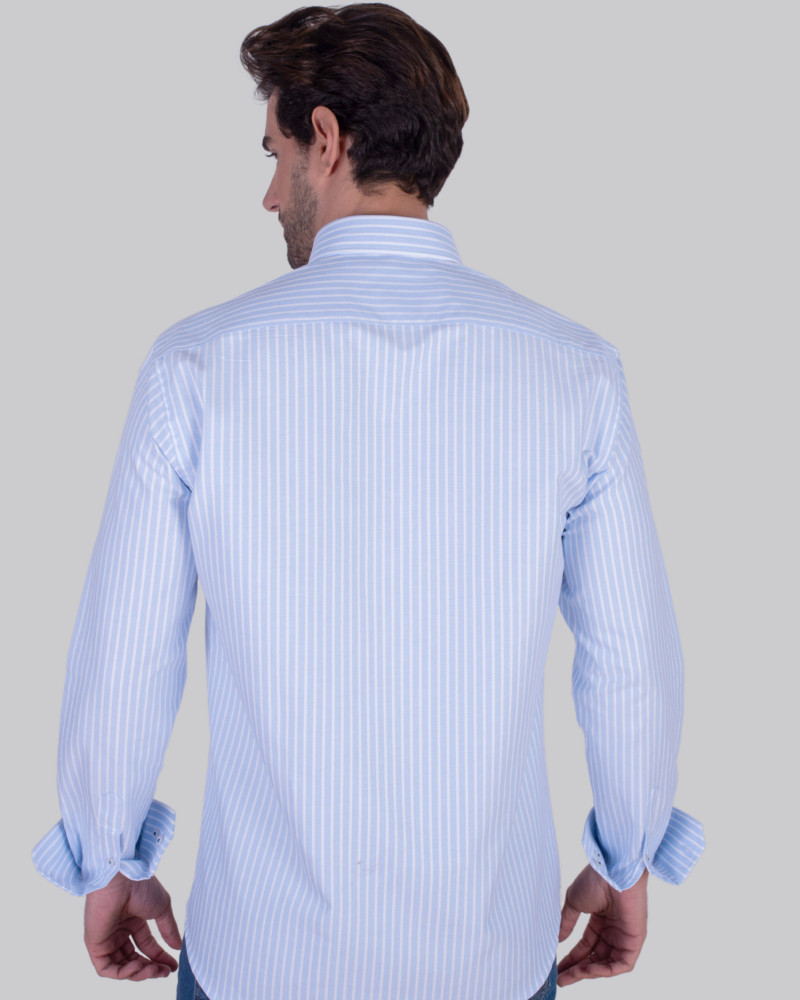 Camisa oxford raya con cuello botón | La Española