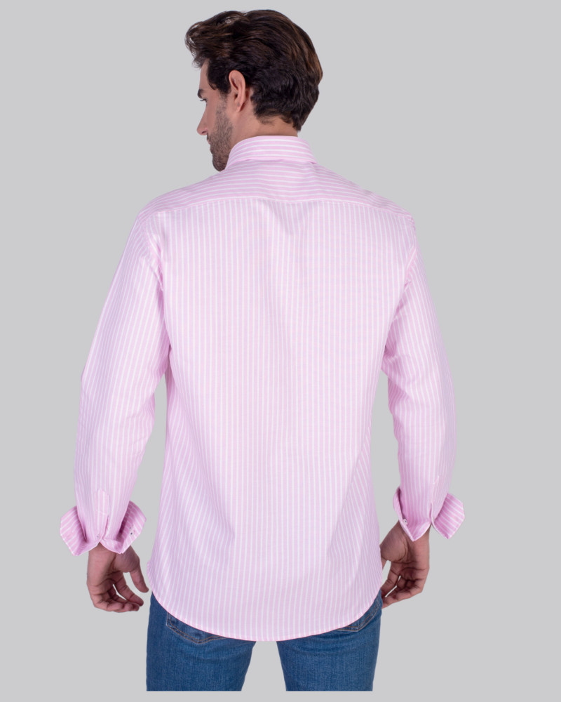 Camisa oxford raya con cuello botón | La Española