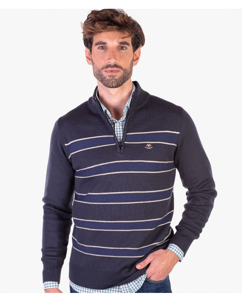 Suéter cuello polo cremallera para hombre | La Española