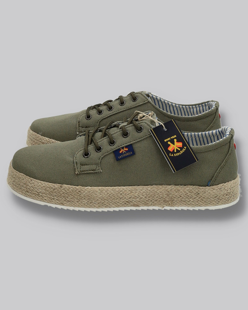 Zapato lona con cordones y suela yute | La española