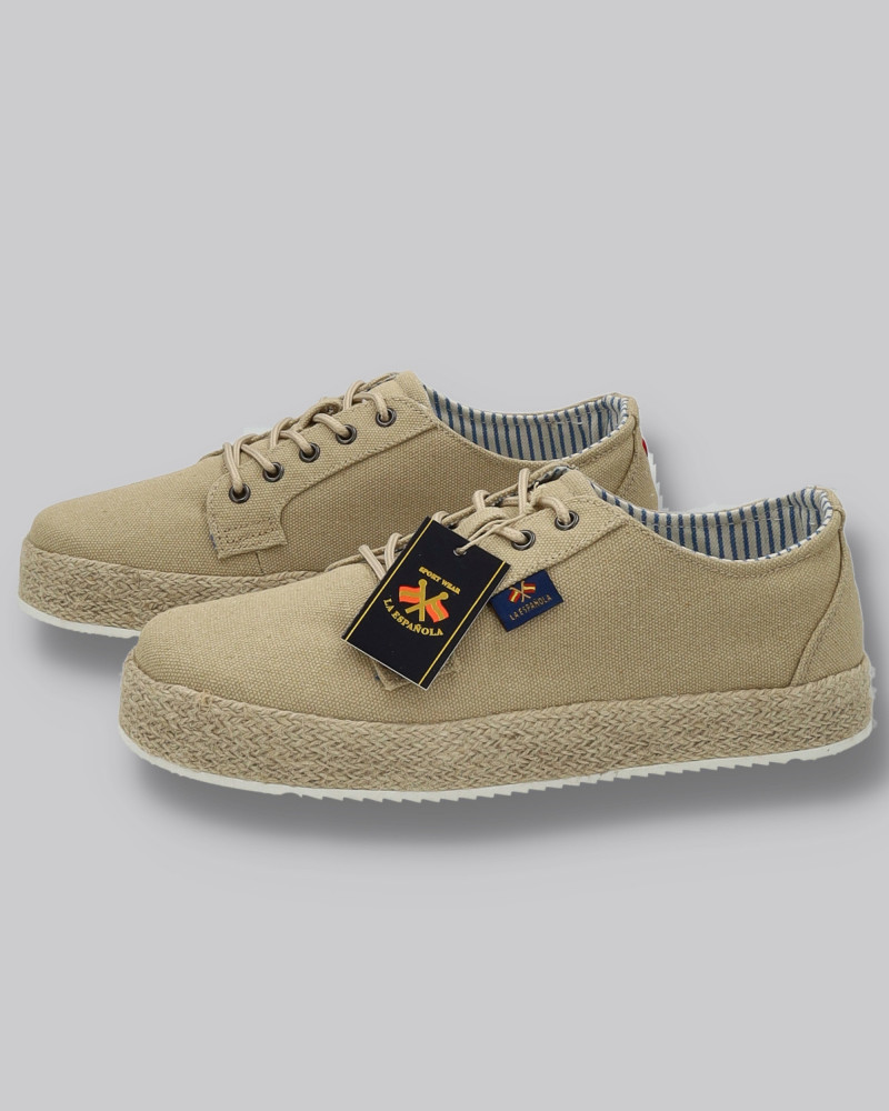 Zapato lona con cordones y suela yute | La española