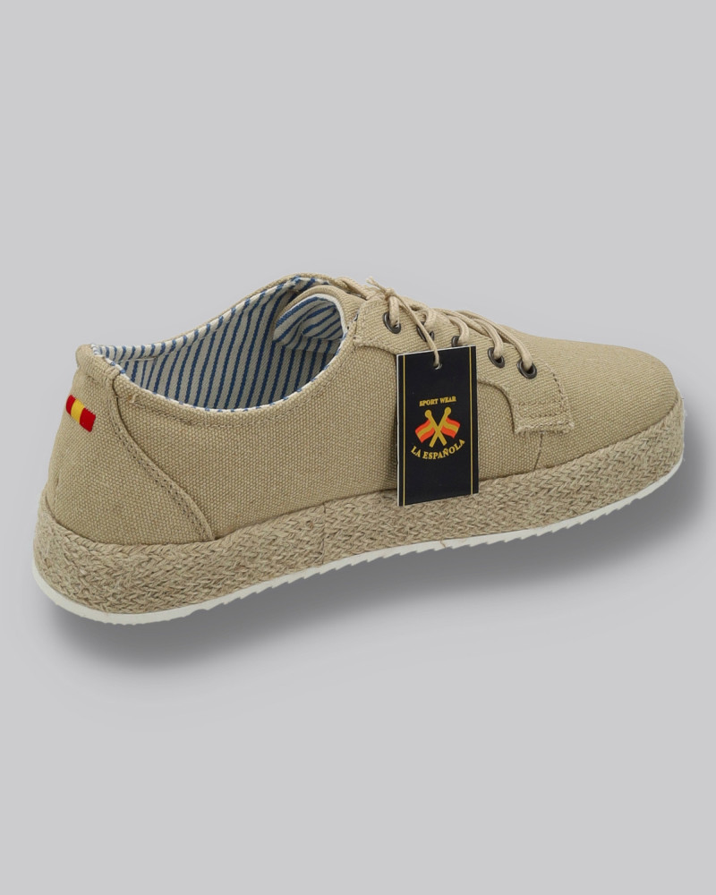 Zapato lona con cordones y suela yute | La española