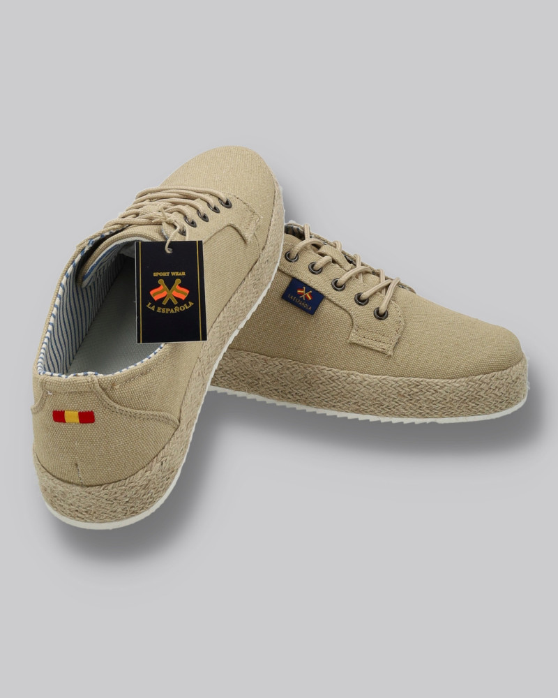Zapato lona con cordones y suela yute | La española