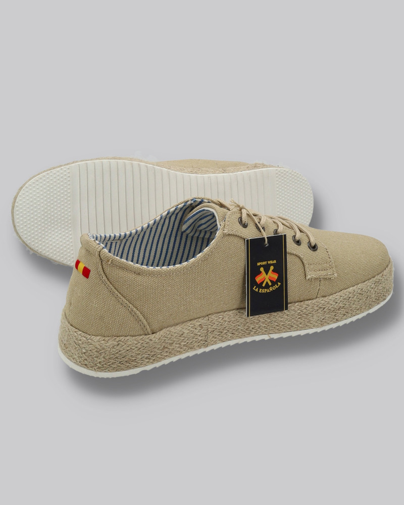 Zapato lona con cordones y suela yute | La española