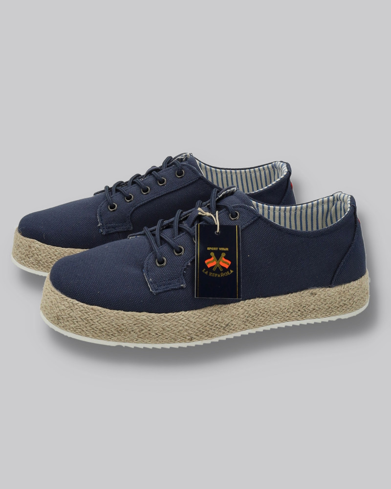 Zapato lona con cordones y suela yute | La española