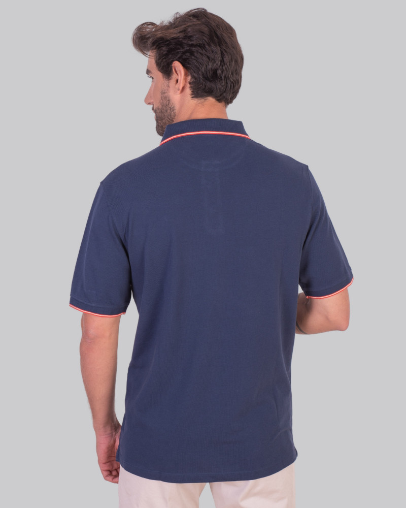 Polo algodón básico con bandera en cuello para hombre | La Española