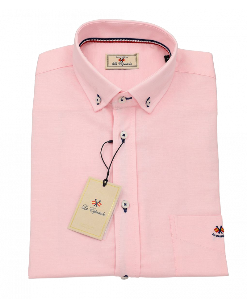Camisa tejido oxford con bolsillo y logo bordado | La Española