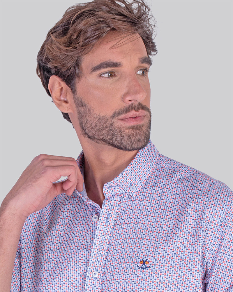 Camisa algodón estampada y cuello botón para hombre | La Española