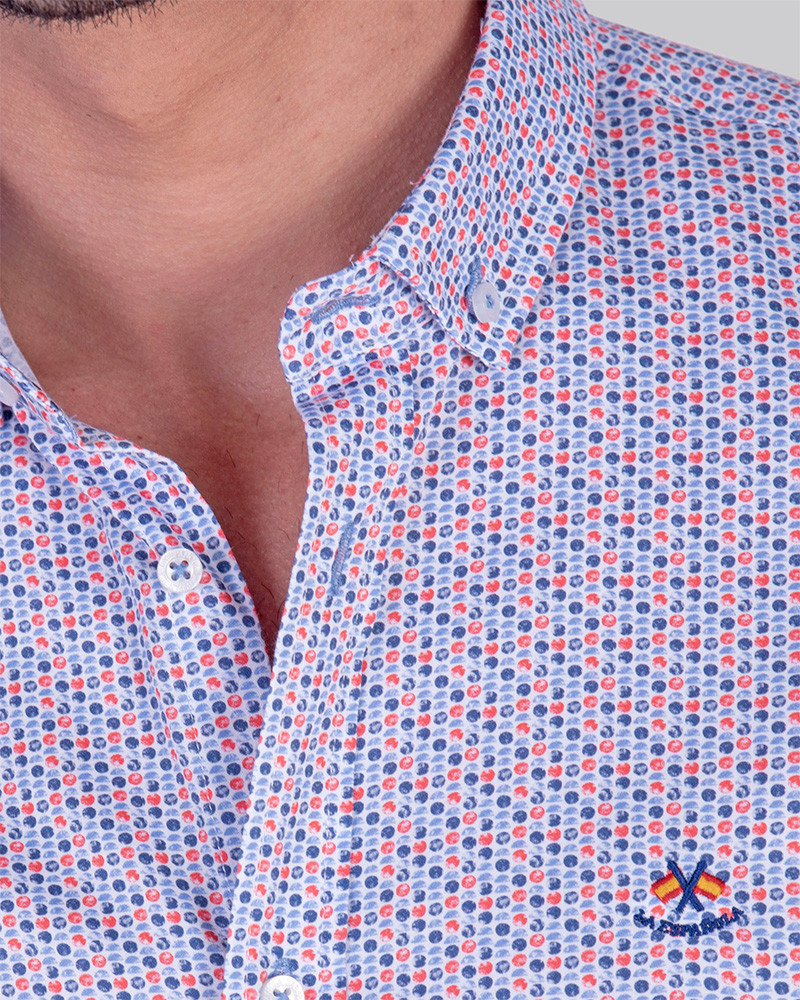 Camisa algodón estampada y cuello botón para hombre | La Española
