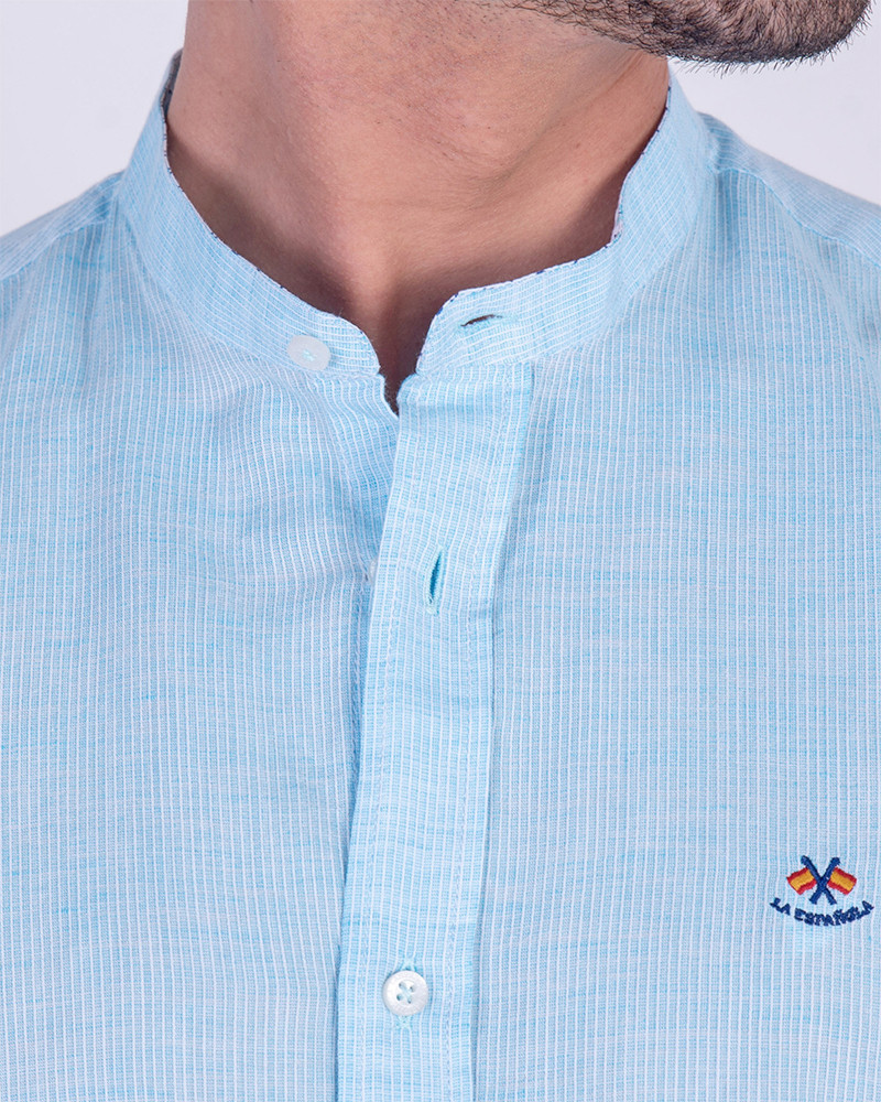 Camisa algodón/lino estampado rayas para hombre | La Española