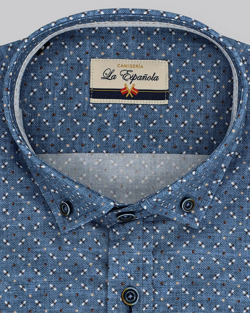 Camisa algodón estampada cuello botón | La Española