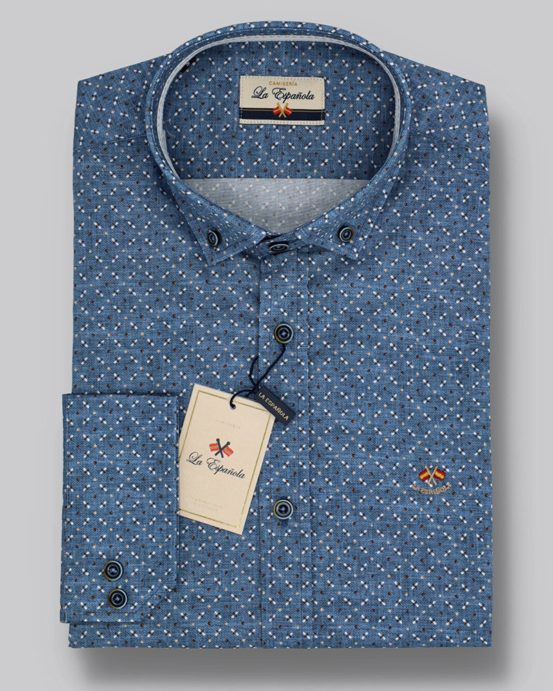 Camisa algodón estampada cuello botón | La Española
