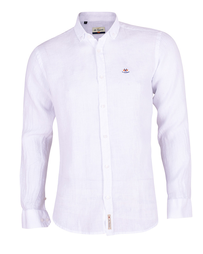Camisa semientallada lisa con cuello botón | La Española