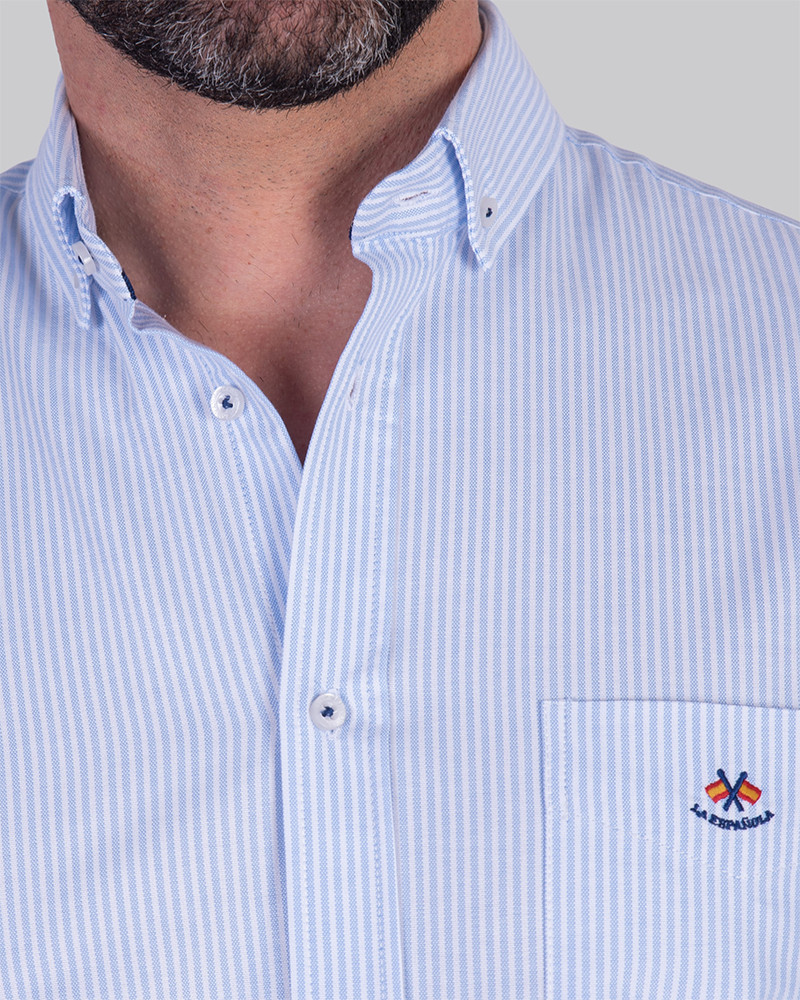 Camisa oxford estampado rayas con logo bordado | La Española