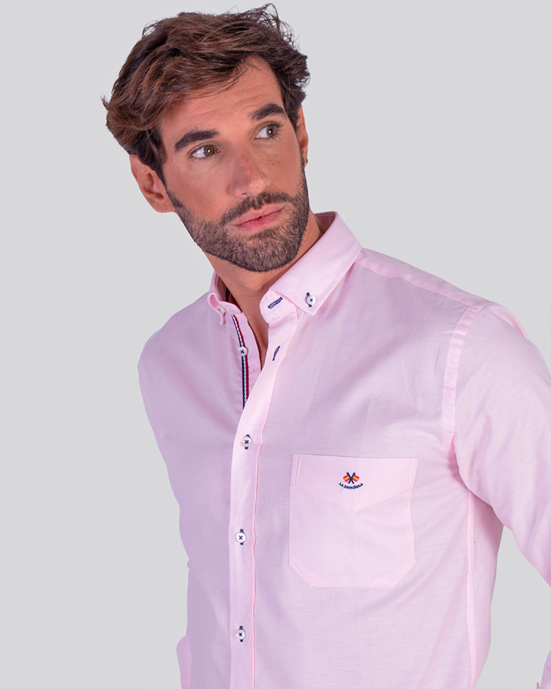 Camisa tejido oxford con bolsillo y logo bordado | La Española