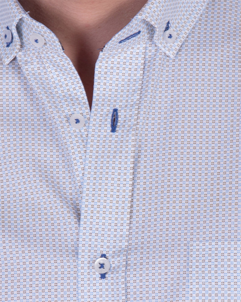 Camisa algodón estampada con bolsillo y cuello botón | La Española