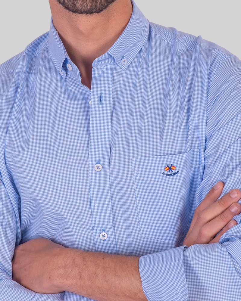 Camisa regular micro-cuadro con bolsillo | Camisería La Española