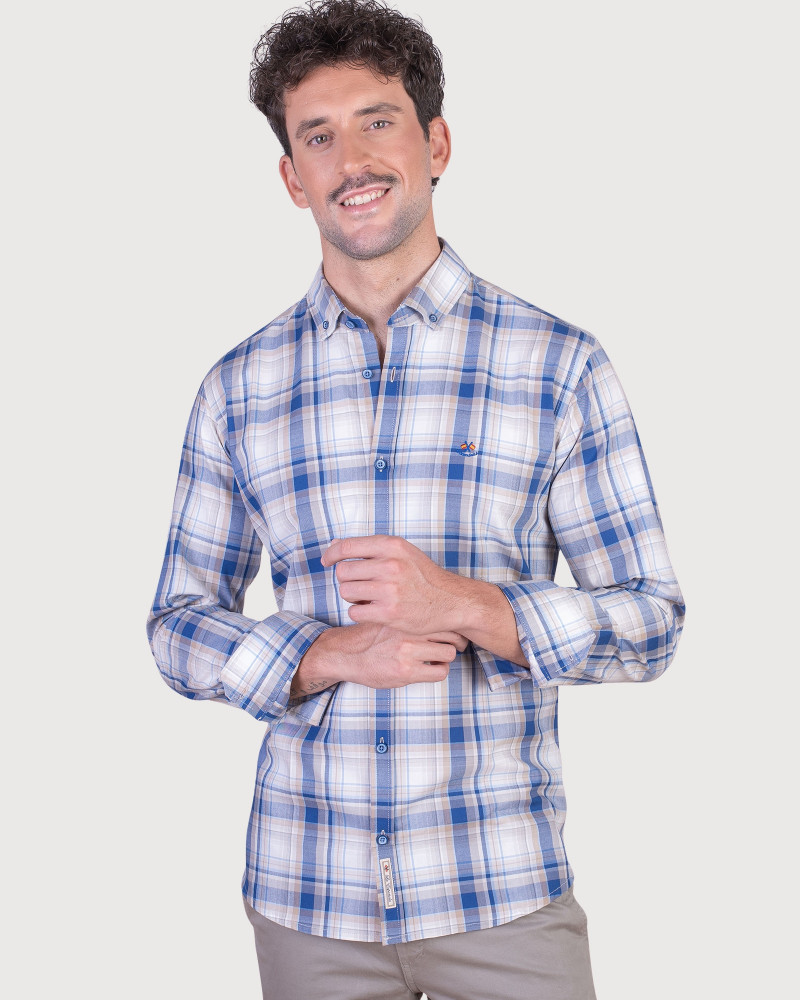 copy of copy of copy of copy of Camisa algodón-lino rayas con cuello botón