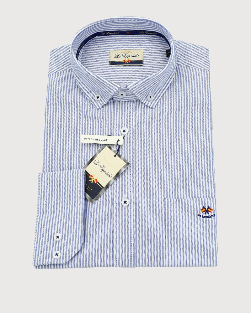Camisa tejido oxford con bolsillo y logo bordado | La Española