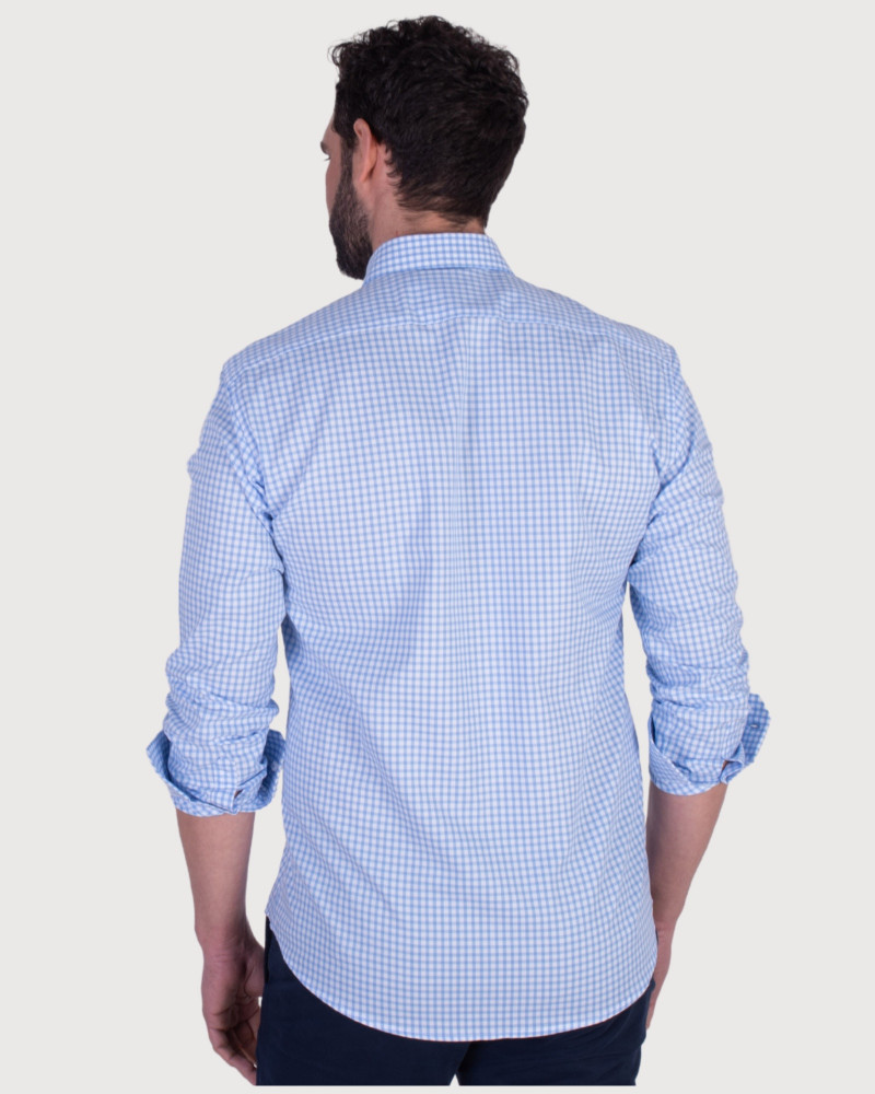 Camisa algodón-lino rayas con cuello botón | Camisería La Española