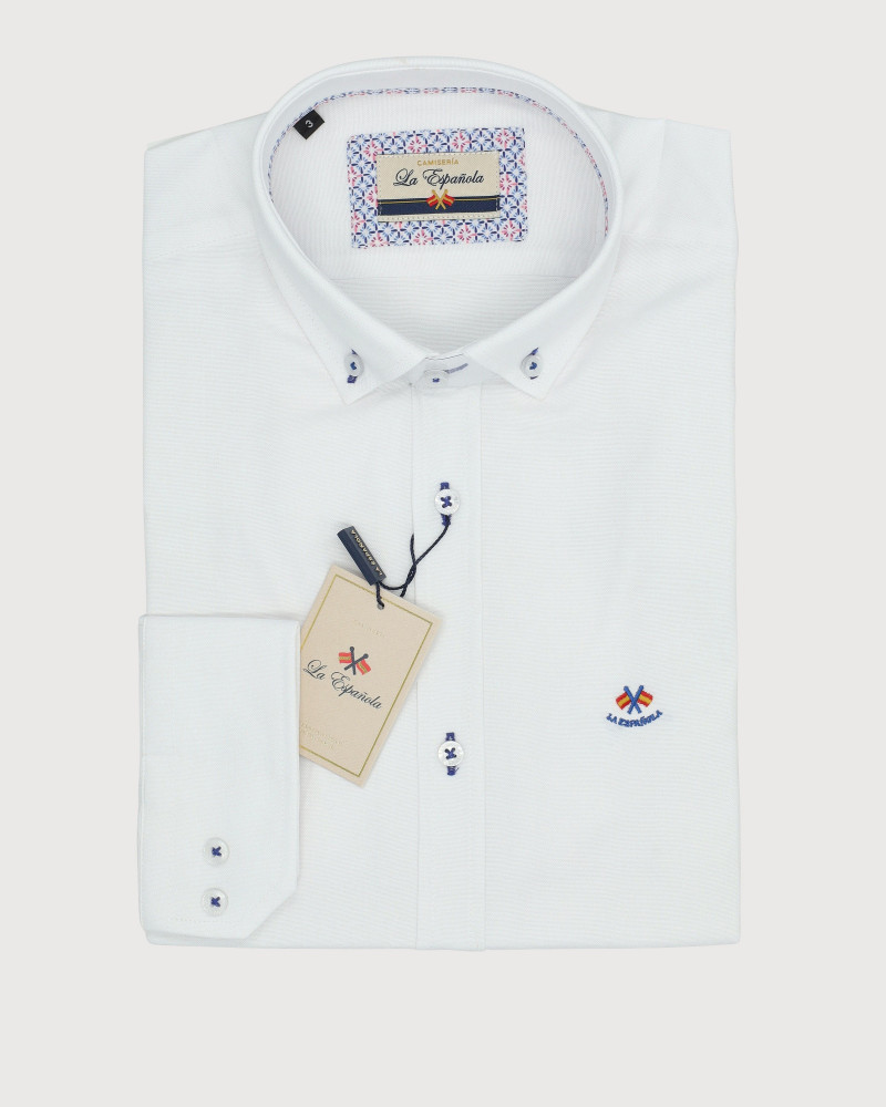 Camisa oxford lisa y cuello botón | La Española