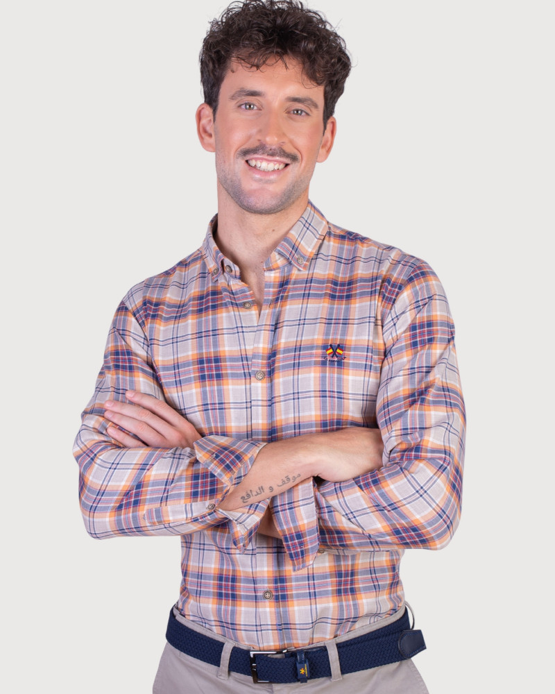 copy of copy of copy of copy of copy of copy of Camisa algodón-lino rayas con cuello botón