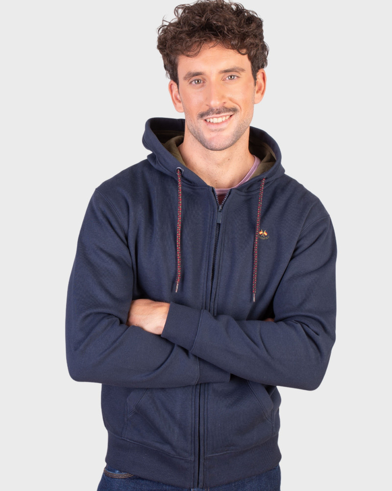 Sudadera capucha cremallera rosa con logo bordado | La Española