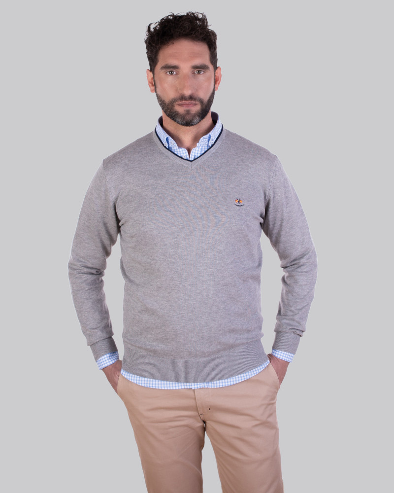 Suéter cuello pico para hombre  | La Española