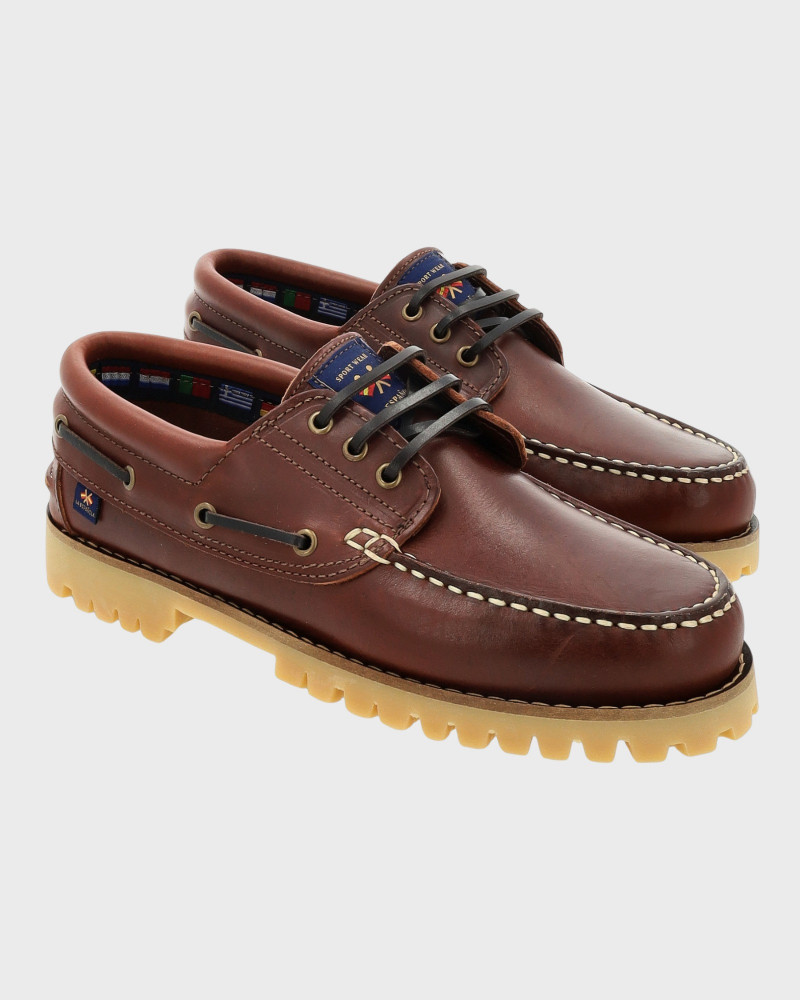 Zapato náutico piel con cordón y suela goma | La Española