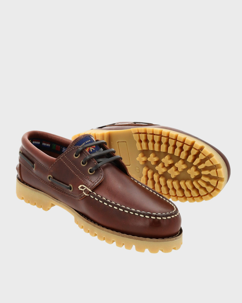 Zapato náutico piel con cordón y suela goma | La Española