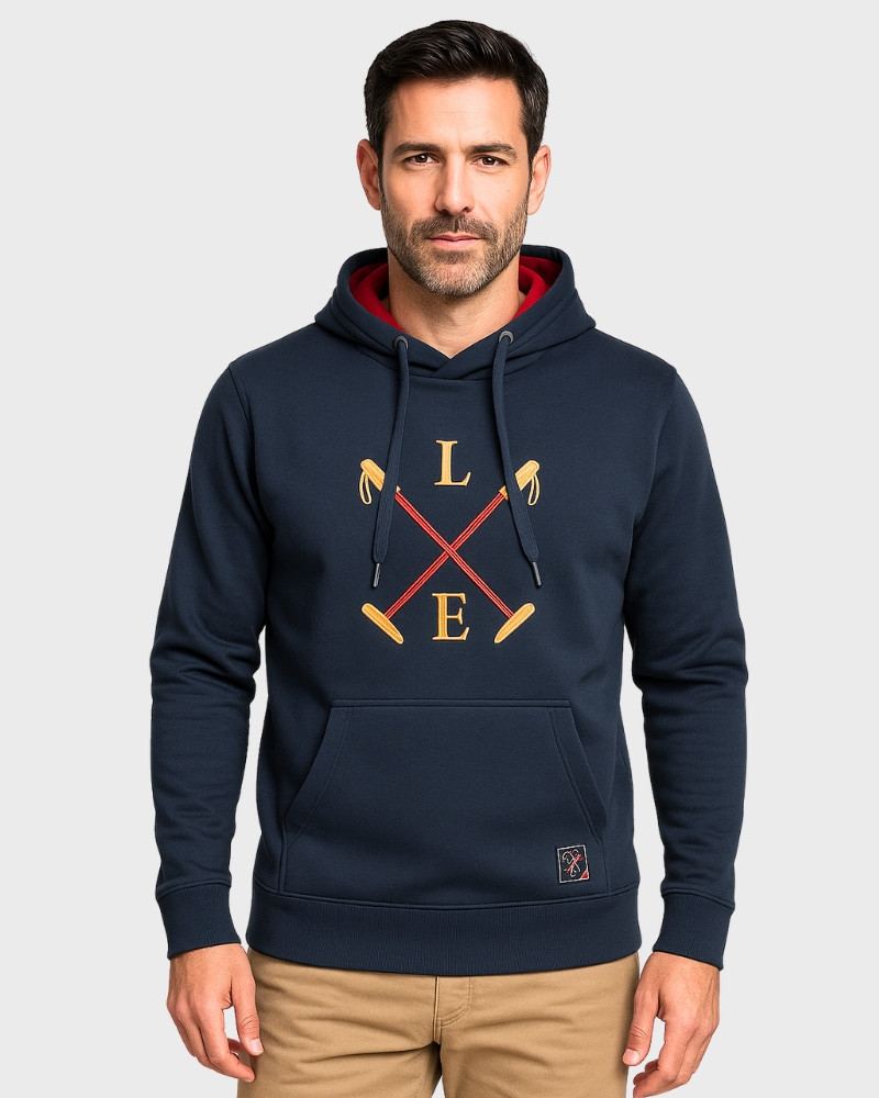 Sudadera capucha cremallera rosa con logo bordado | La Española