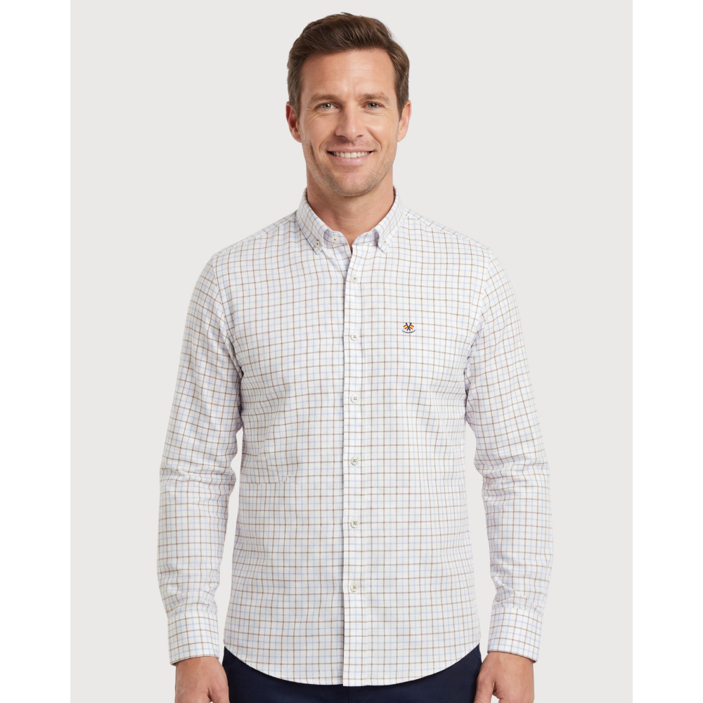 Camisa tejido oxford con bolsillo y logo bordado | La Española