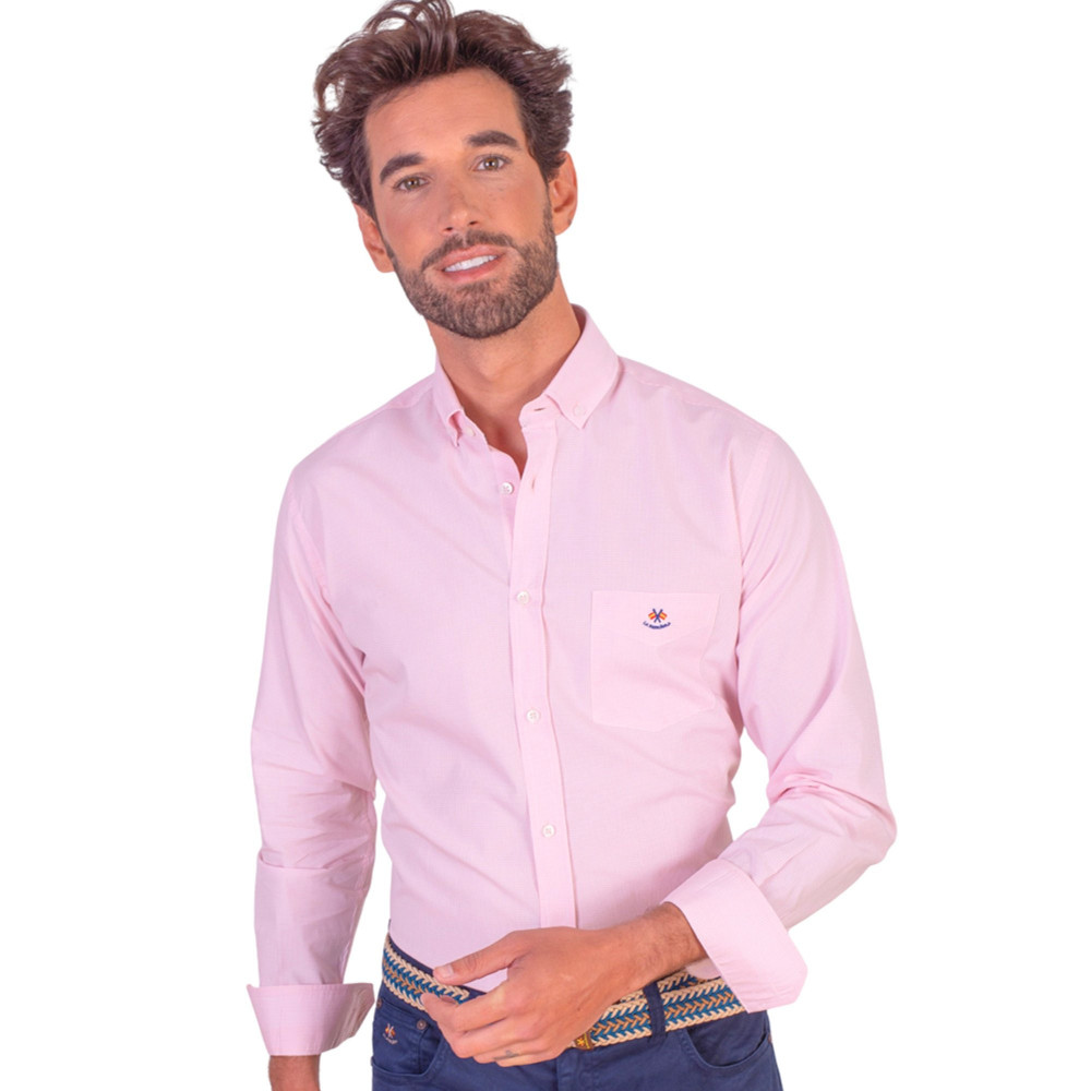 Camisa regular micro-cuadro con bolsillo | Camisería La Española