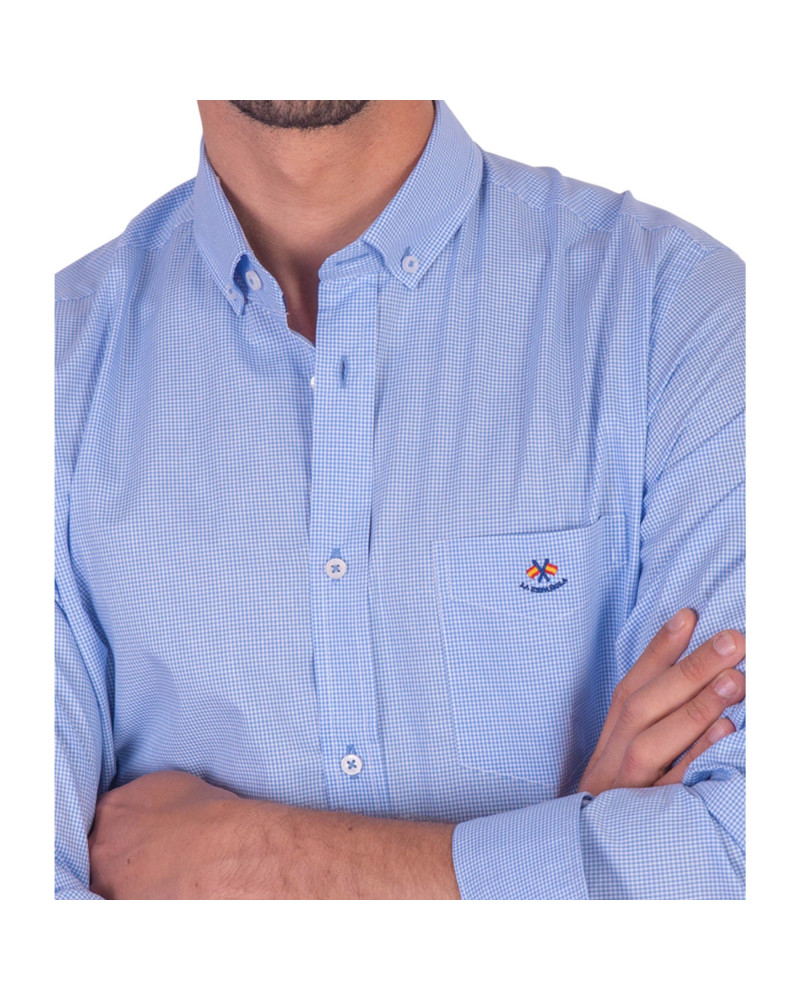 Camisa regular micro-cuadro con bolsillo | Camisería La Española