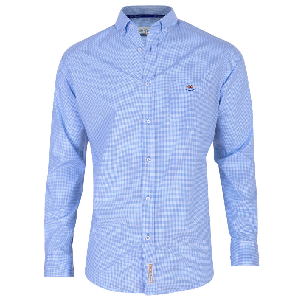 Camisa regular micro-cuadro con bolsillo | Camisería La Española