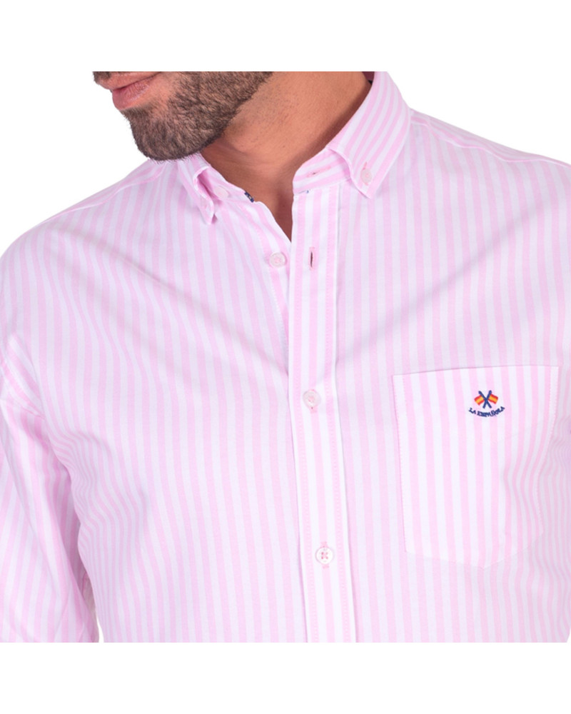 copy of Camisa Oxford raya con bolsillo y cuello botón