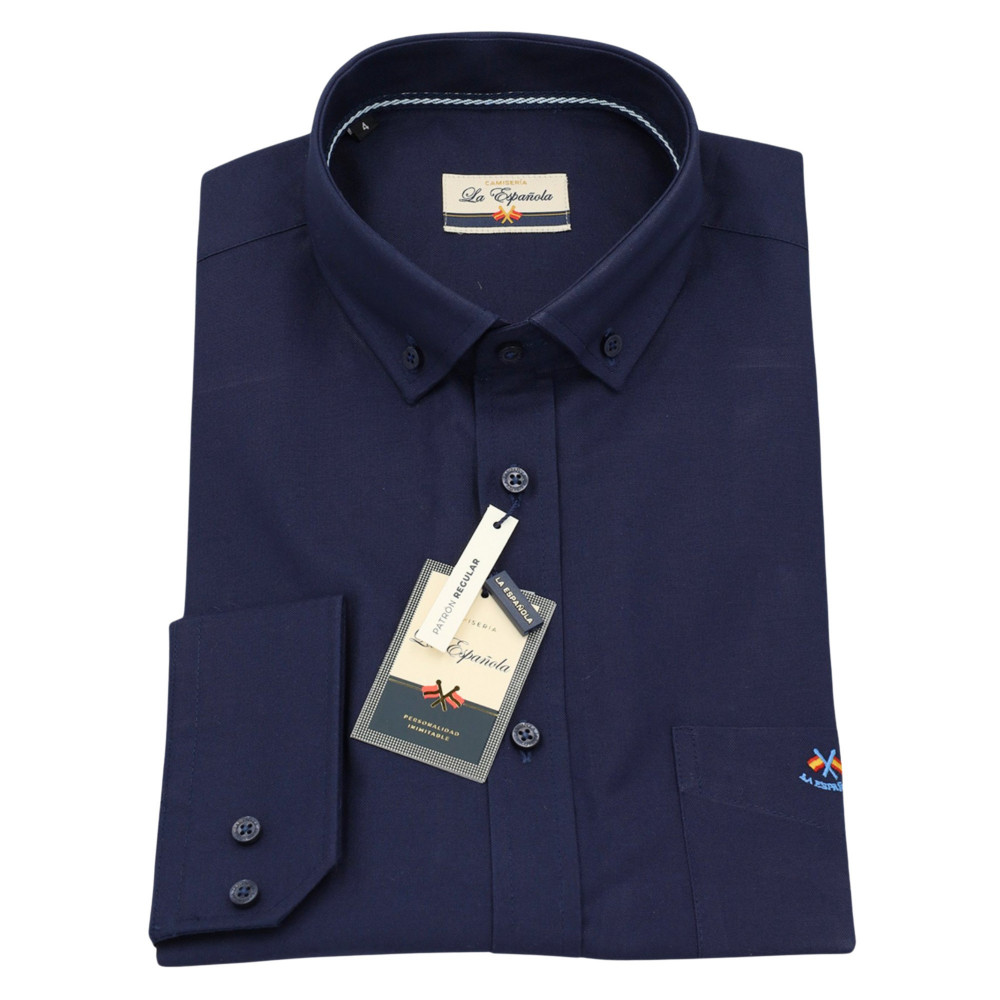 Camisa oxford con bolsillo y logo bordado hombre | La Española