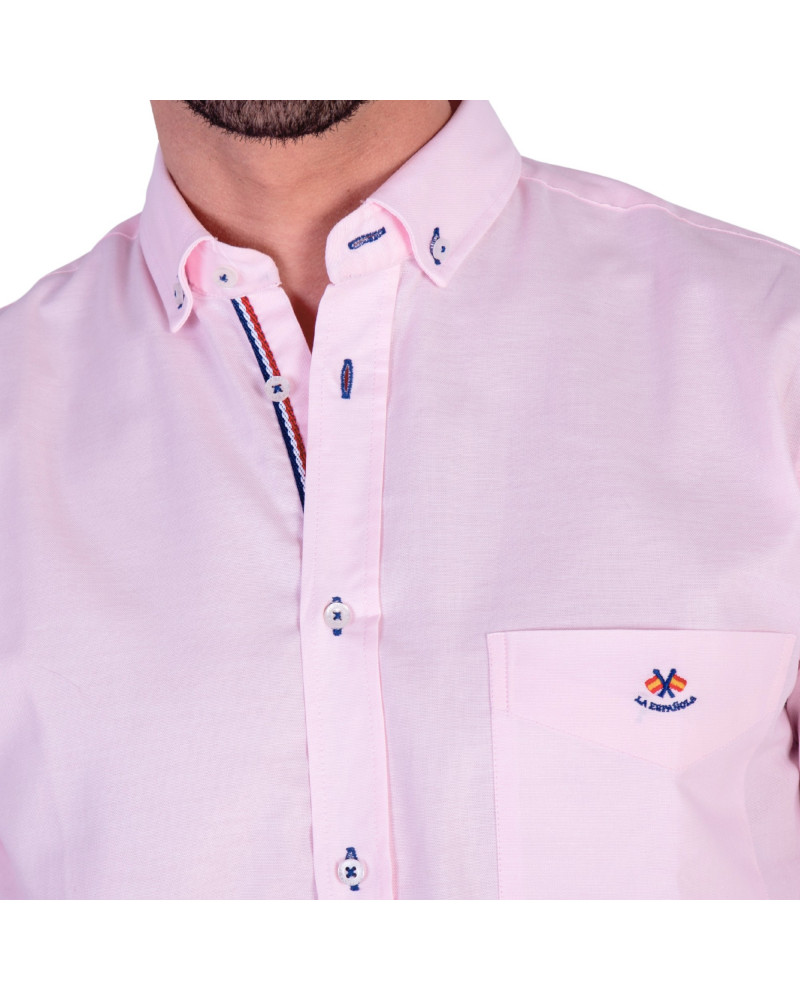 Camisa oxford rosa con bolsillos