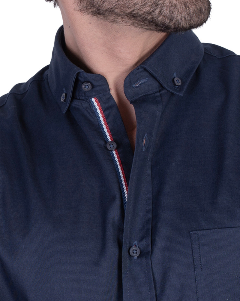 Camisa oxford con bolsillo y logo bordado hombre | La Española