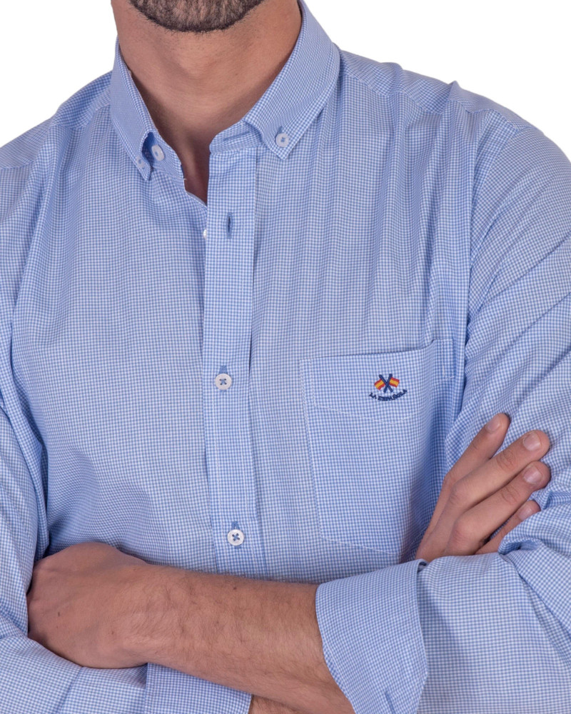 Camisa regular micro-cuadro con bolsillo | Camisería La Española
