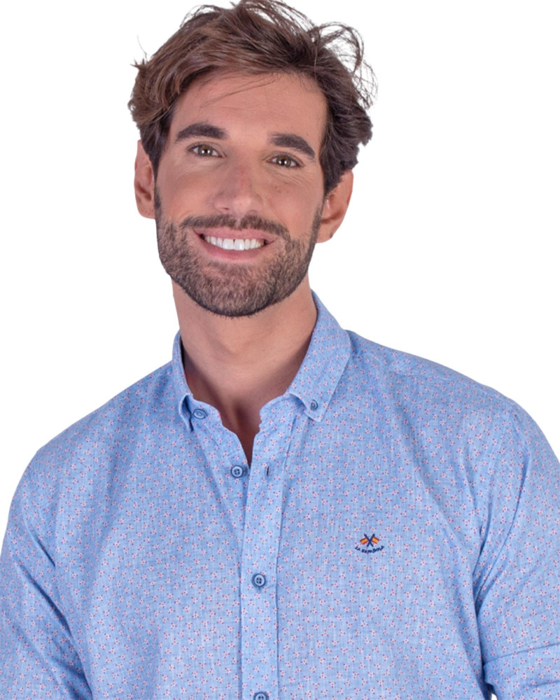 CAMISA  ALGODON ESTAMPADA CUELLO BOTON