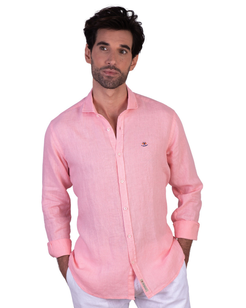 copy of copy of copy of copy of copy of copy of Camisa algodón-lino rayas con cuello botón