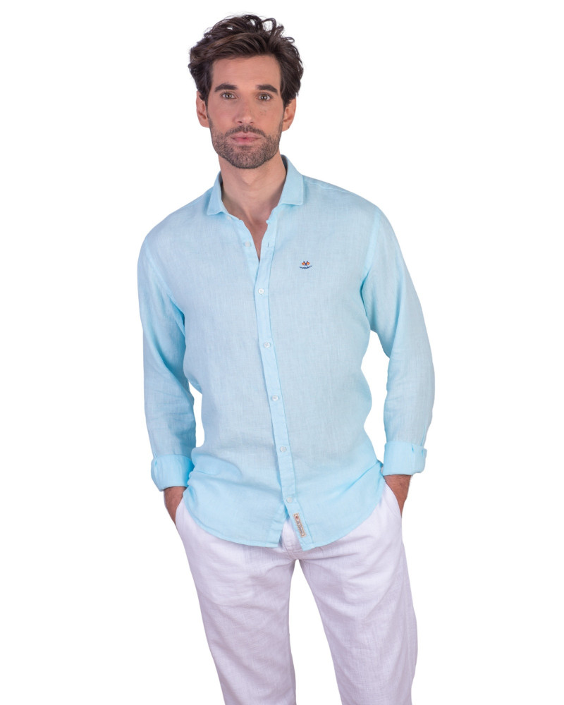 copy of copy of copy of copy of copy of copy of copy of Camisa algodón-lino rayas con cuello botón