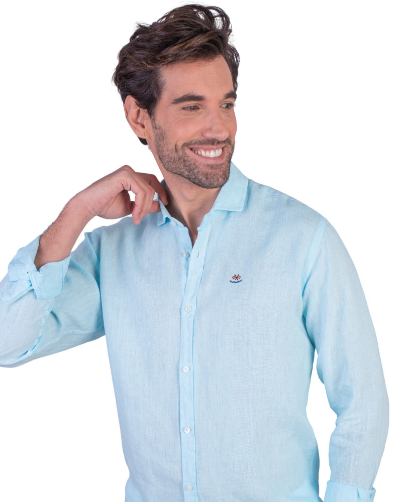 copy of copy of copy of copy of copy of copy of copy of Camisa algodón-lino rayas con cuello botón