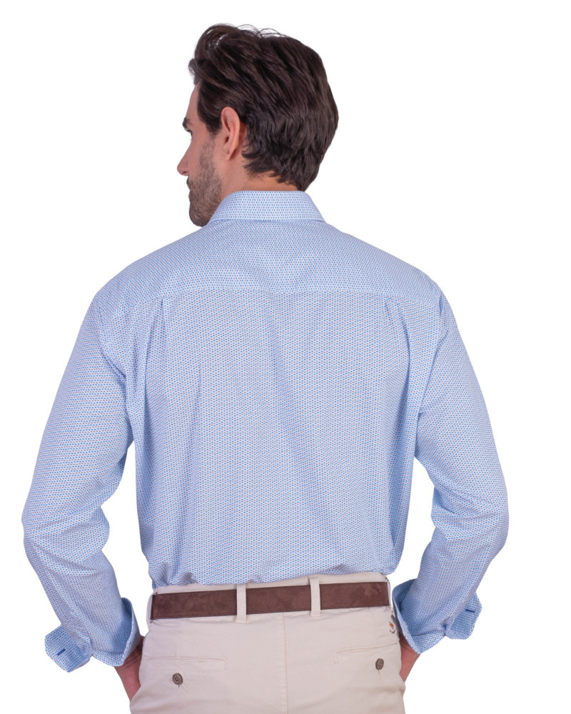 Camisa algodón-lino rayas con cuello botón | Camisería La Española