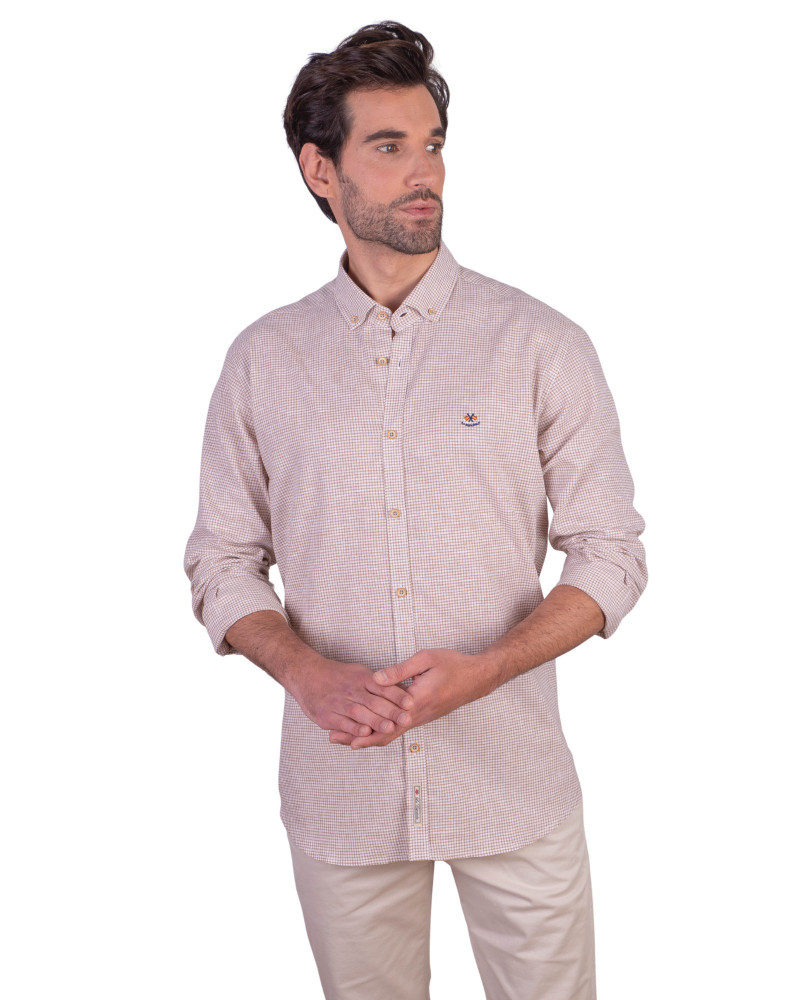 copy of copy of copy of copy of copy of copy of copy of copy of Camisa algodón-lino rayas con cuello botón