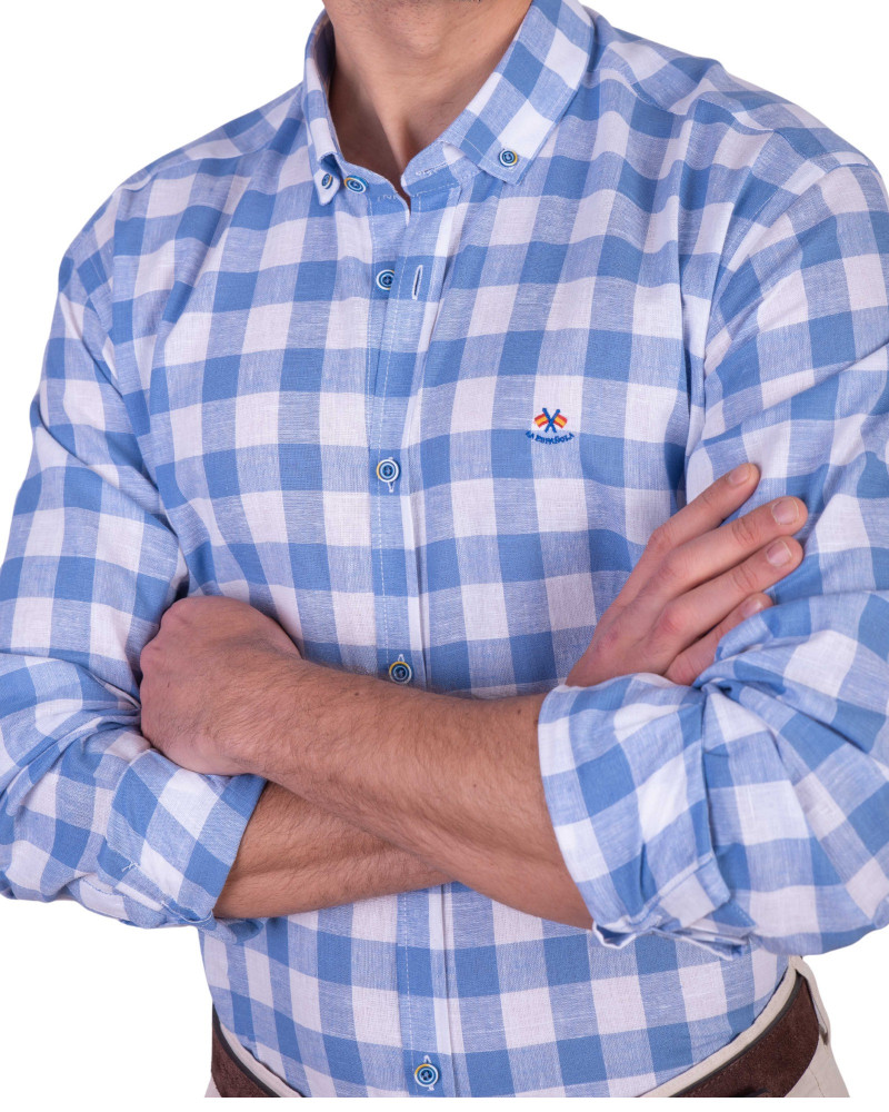 copy of copy of copy of copy of copy of copy of copy of copy of copy of Camisa algodón-lino rayas con cuello botón