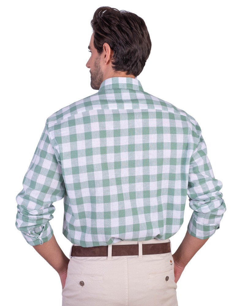 copy of copy of copy of copy of copy of copy of copy of copy of copy of copy of Camisa algodón-lino rayas con cuello botón