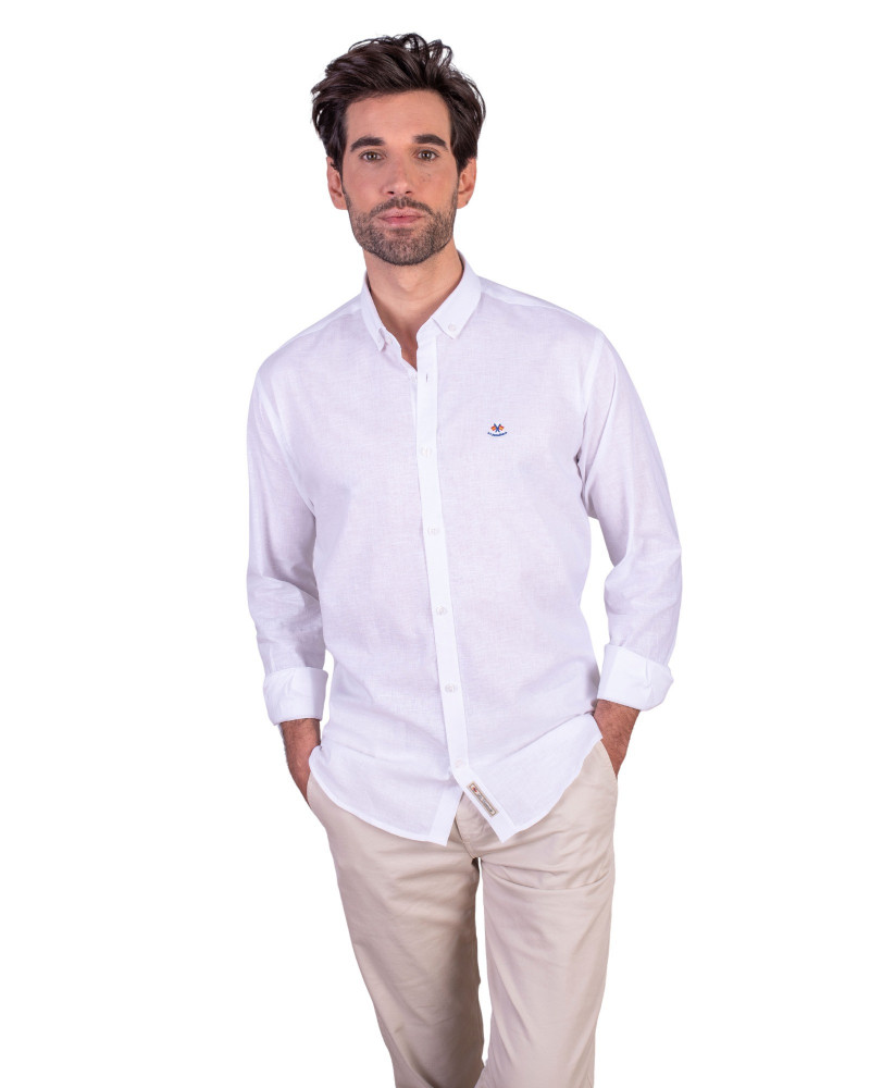 copy of copy of copy of copy of copy of copy of copy of Camisa algodón-lino rayas con cuello botón