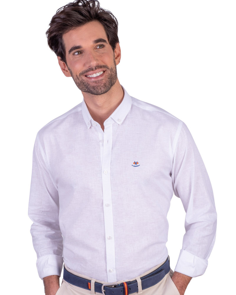 copy of copy of copy of copy of copy of copy of copy of Camisa algodón-lino rayas con cuello botón